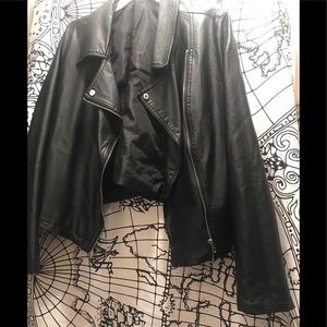 Black, side zipped leather jacket